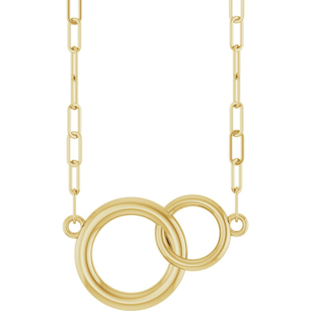 14K Yellow Gold  Interlocking Circle 18" Necklace