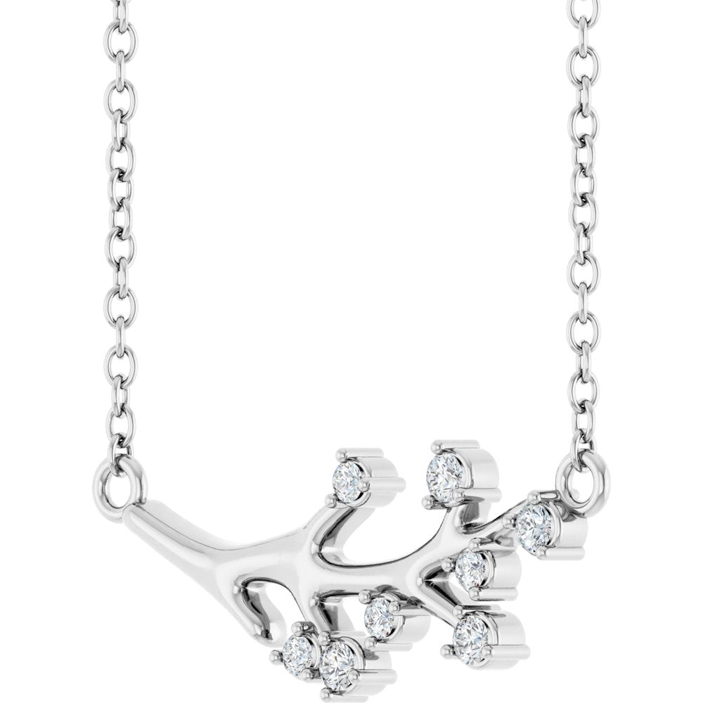 14K White 1/6 CTW Natural Diamond Branch 18" Necklace