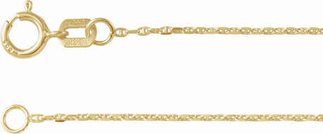 14K Yellow Gold 1 mm Diamond-Cut Anchor 16" Chain
