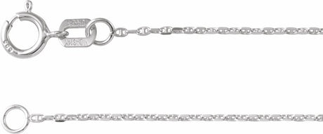 14K White Gold 1 mm Diamond-Cut Anchor 18" Chain