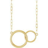 14K Yellow  Interlocking Circle 18" Necklace