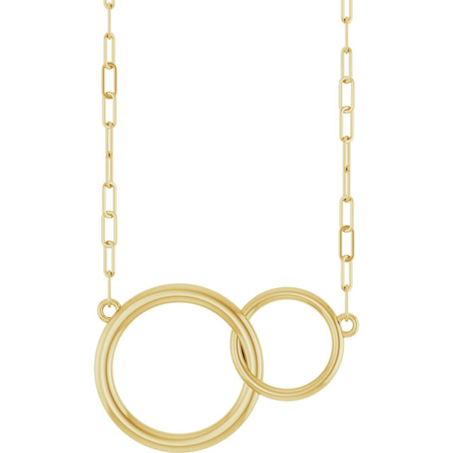 14K Yellow  Interlocking Circle 18" Necklace