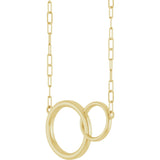 14K Yellow  Interlocking Circle 18" Necklace