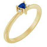 14K Yellow Lab-Grown Blue Sapphire & .015 CTW Natural Diamond Ring