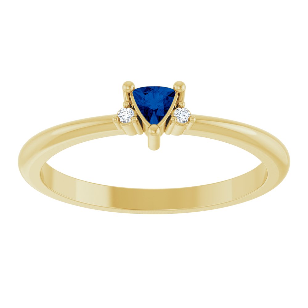 14K Yellow Lab-Grown Blue Sapphire & .015 CTW Natural Diamond Ring