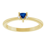 14K Yellow Lab-Grown Blue Sapphire & .015 CTW Natural Diamond Ring