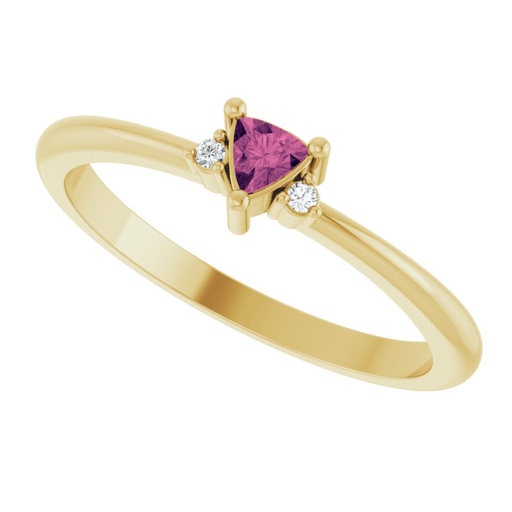 14K Yellow Natural Pink Tourmaline & .015 CTW Natural Diamond Ring