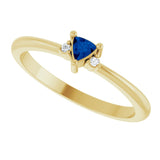 14K Yellow Lab-Grown Blue Sapphire & .015 CTW Natural Diamond Ring