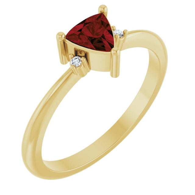 14K Yellow Natural Mozambique Garnet & .015 CTW Natural Diamond Ring