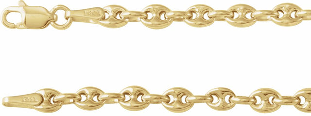 14K Yellow Gold 3.8 mm Hollow Puffed Anchor 20" Chain
