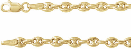 14K Yellow Gold 3.8 mm Hollow Puffed Anchor 18" Chain