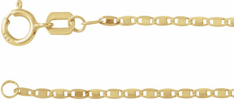 14K Yellow 1.3 mm Mirror 7" Chain