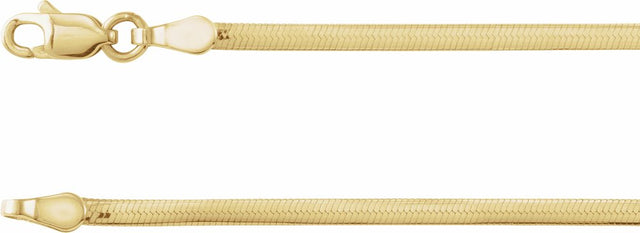 14K Yellow Gold 1.95 mm Oval Snake 7" Chain