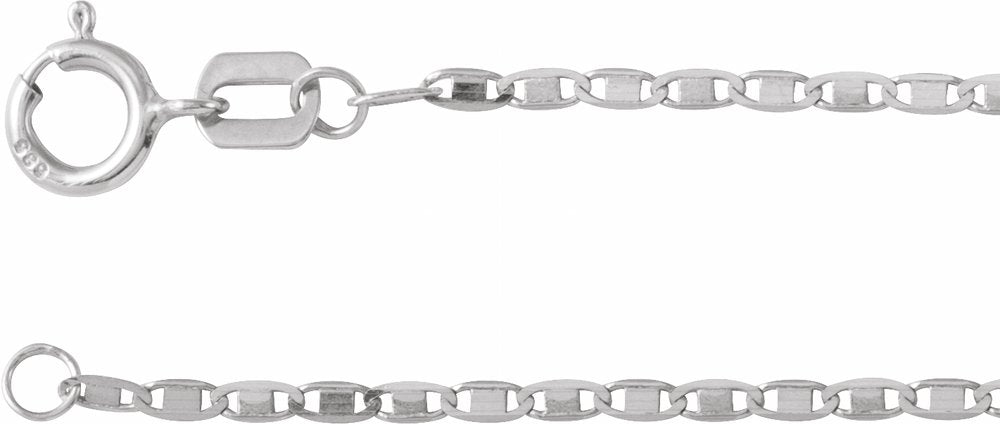 14K White Gold 1.3 mm Mirror 20" Chain