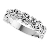 14K White .05 CTW Natural Diamond Floral Band