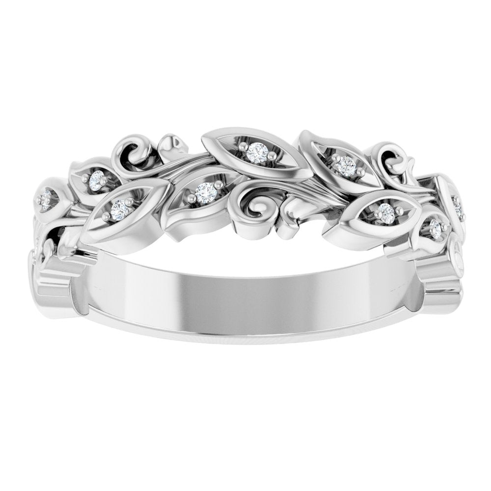 14K White .05 CTW Lab-Grown Diamond Floral Band