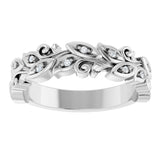 14K White .05 CTW Lab-Grown Diamond Floral Band