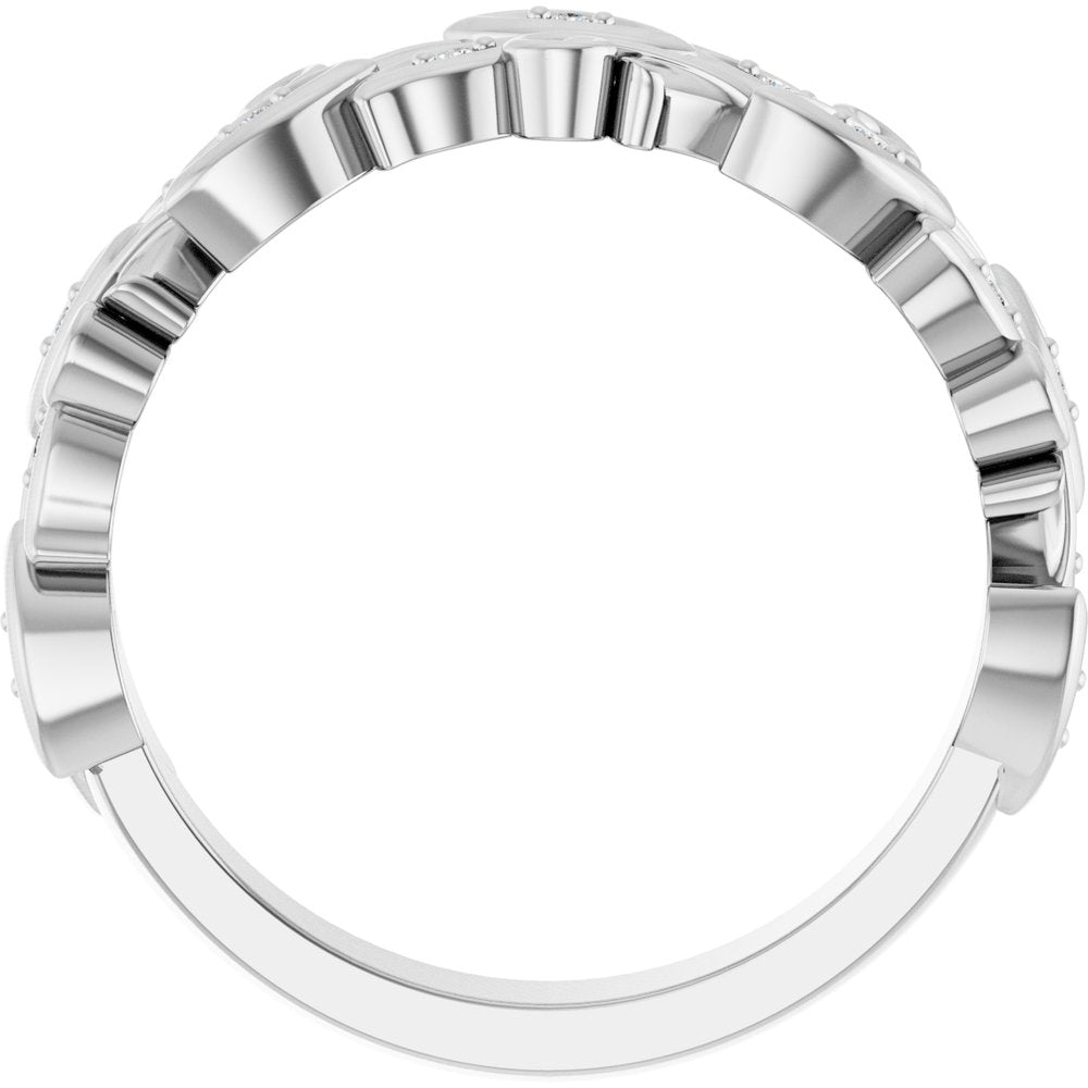 14K White .05 CTW Natural Diamond Floral Band