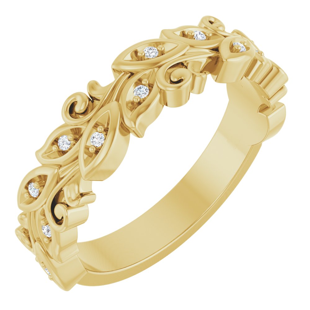 14K Yellow .05 CTW Natural Diamond Floral Band