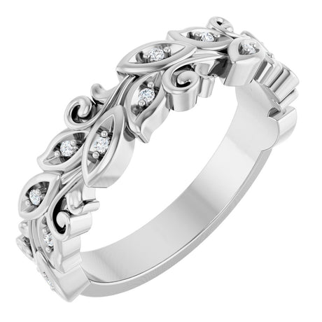 14K White .05 CTW Natural Diamond Floral Band