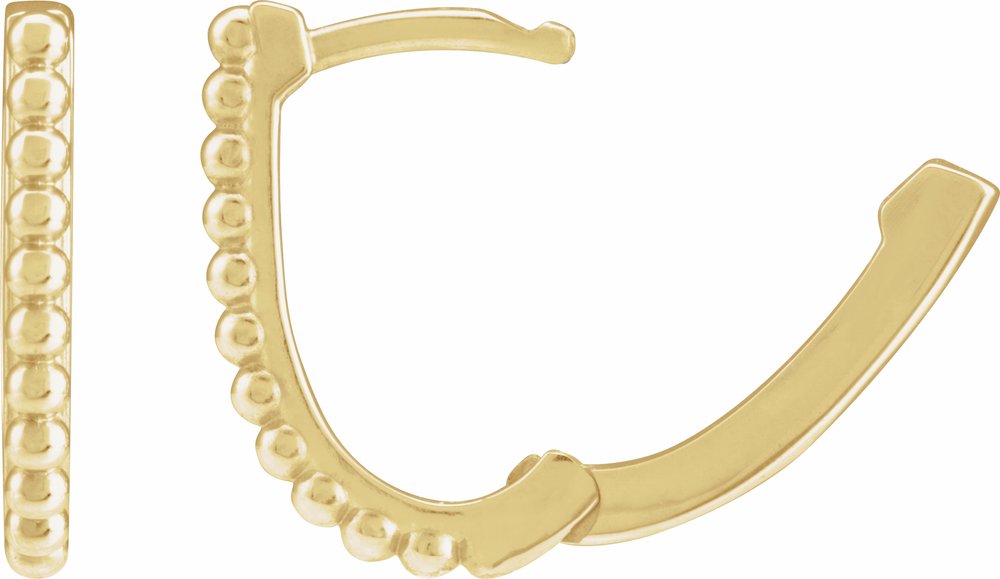 14K Yellow Gold Beaded 10.6 Hoop Earrings