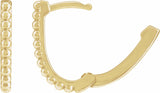 14K Yellow Beaded 15 mm Hoop Earrings