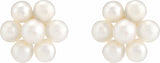 14K White Cultured White Freshwater Pearl Flower Earrings