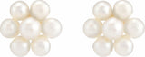 14K White Gold Cultured White Freshwater Pearl Flower Earrings