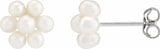 14K White Cultured White Freshwater Pearl Flower Earrings