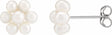 14K White Gold Cultured White Freshwater Pearl Flower Earrings