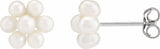 14K White Gold Cultured White Freshwater Pearl Flower Earrings