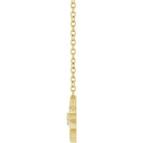 14K Yellow Gold .03 CTW Natural Diamond Leaf 16" Necklace