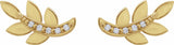 14K Yellow Gold .07 CTW Natural Diamond Leaf Earrings