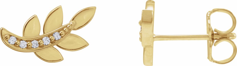 14K Yellow Gold .07 CTW Natural Diamond Leaf Earrings