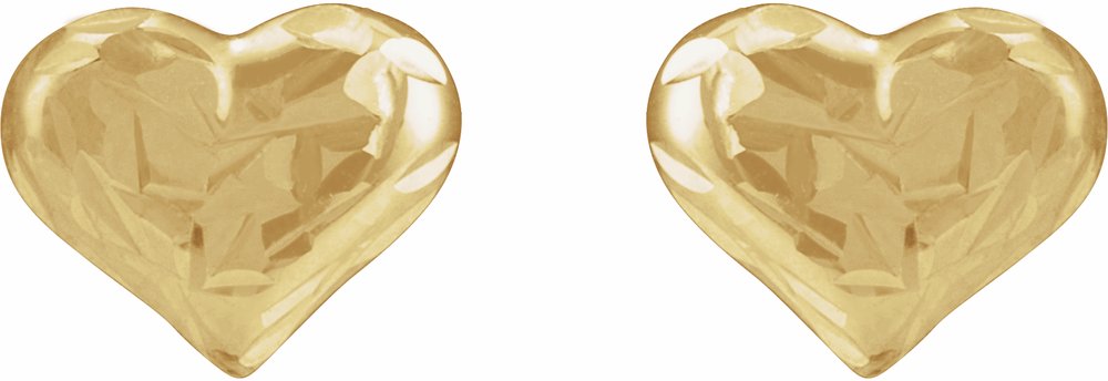 14K Yellow 6.2 mm Diamond-Cut Heart Inverness® Piercing Earrings