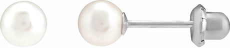 14K White 5 mm Imitation White Pearl Inverness® Piercing Earrings