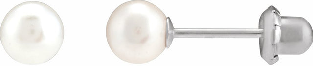 14K White Gold 5 mm Imitation White Pearl Inverness® Piercing Earrings