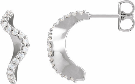 14K White 1/5 CTW Natural Diamond 15.5 mm Hoop Earrings