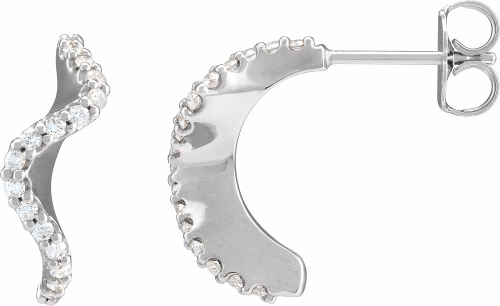 14K White Gold 1/5 CTW Natural Diamond 15.5 mm Hoop Earrings