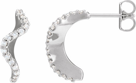 14K White 1/5 CTW Natural Diamond 15.5 mm Hoop Earrings