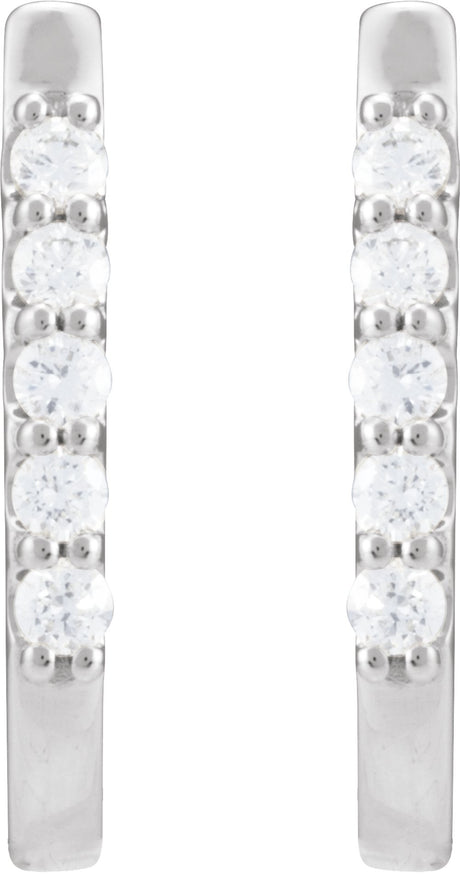 14K White Gold 1/6 CTW Natural Diamond 15.1 mm Hoop Earrings