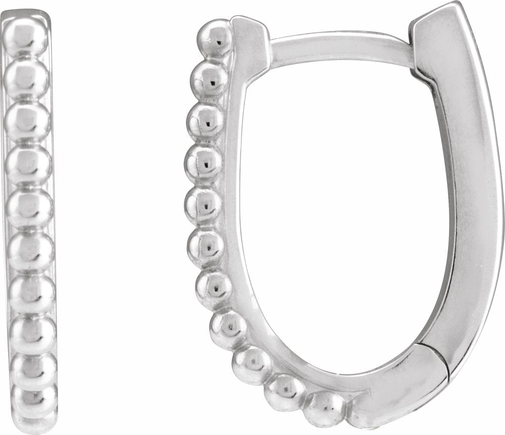 Sterling Silver Beaded 15 mm Hoop Earrings
