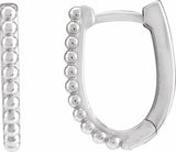 Sterling Silver Beaded 15 mm Hoop Earrings