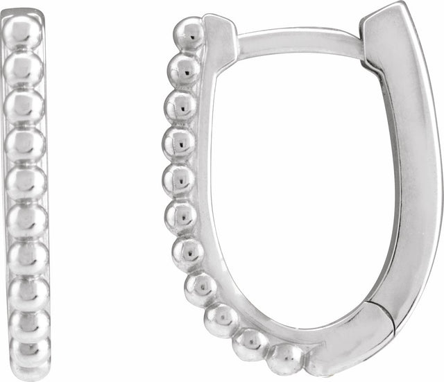 Sterling Silver Beaded 15 mm Hoop Earrings