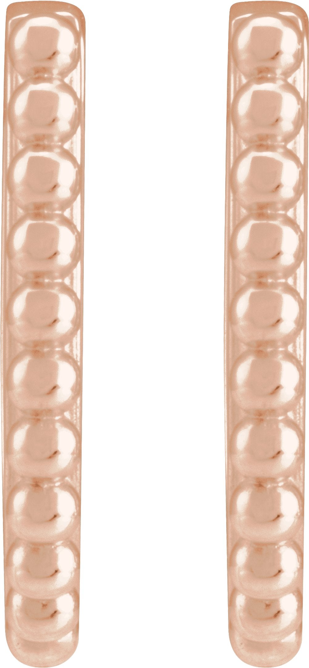 14K Rose Beaded 15 mm Hoop Earrings