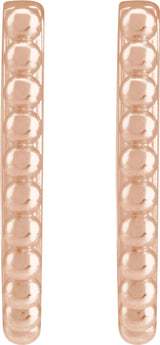 14K Rose Beaded 15 mm Hoop Earrings