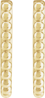 14K Yellow Beaded 15 mm Hoop Earrings