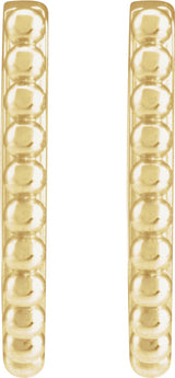 14K Yellow Gold Beaded 15 mm Hoop Earrings