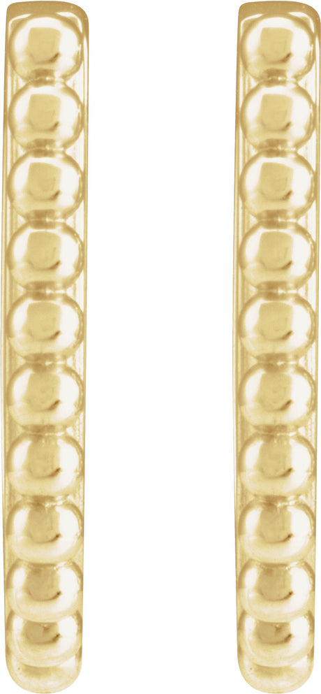 14K Yellow Gold Beaded 15 mm Hoop Earrings