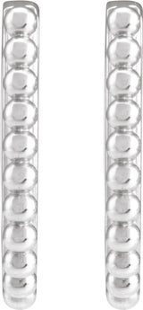 Sterling Silver Beaded 15 mm Hoop Earrings